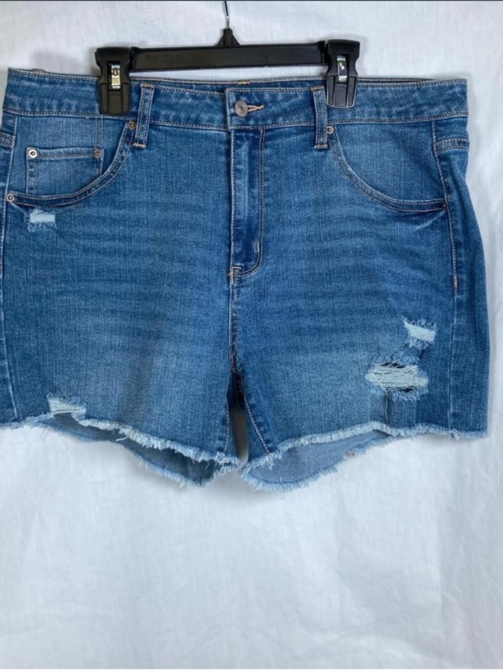 No Boundaries Medium Blue Distressed Denim Cutoff Shorts Sz 13 Festival Concert